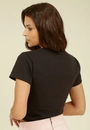 Blusa Cropped Em Cotton Manga Curta Laço