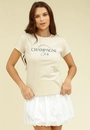 Blusa Meia Malha Manga Curta Champagne