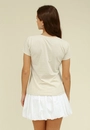 Blusa Meia Malha Manga Curta Champagne