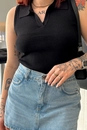 Blusa Tricô Sem Manga Gola Polo