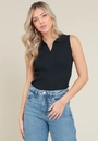 Blusa Tricô Sem Manga Gola Polo