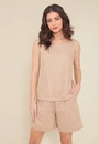 Blusa Regata Em Linho Abertura Costa
