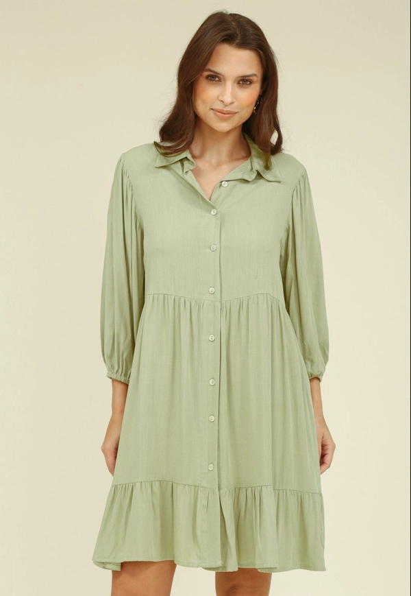 Chemise Curto Manga 3/4 Em Viscose Com Recorte