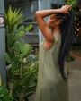 Vestido Midi Sem Mangas Fenda