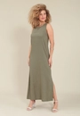 Vestido Midi Sem Mangas Fenda