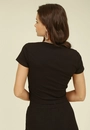 Blusa Malha Canelada Manga Curta Decote U