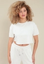 Blusa Cropped Malha Linho Manga Curta