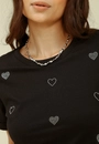 Blusa Em Meia Malha Com Aplique Strass Coração