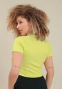 Blusa Cropped Malha Canelada Manga Curta E Decote V