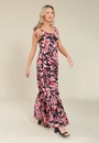 Vestido Longo Em Viscose Alça Laço Estampa Maxi Floral