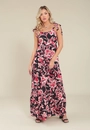 Vestido Longo Em Viscose Alça Laço Estampa Maxi Floral