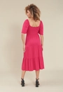 Vestido Malha Texturizada Manga Curta Com Franzido No Busto