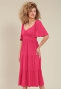 Vestido Malha Texturizada Manga Curta Com Franzido No Busto