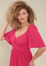 Vestido Malha Texturizada Manga Curta Com Franzido No Busto