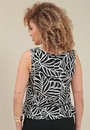 Blusa Regata Com Peplum Em Linho Estampado Floral Bicolor