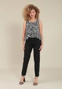Blusa Regata Com Peplum Em Linho Estampado Floral Bicolor