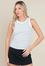 Blusa Regata Em Ribana Listrada