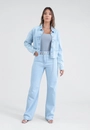Jaqueta Jeans Com Strass Azul Claro