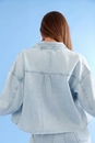 Jaqueta Jeans Com Strass Azul Claro