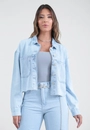 Jaqueta Jeans Com Strass Azul Claro