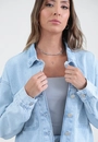 Jaqueta Jeans Com Strass Azul Claro