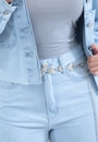 Jaqueta Jeans Com Strass Azul Claro