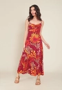 Vestido Midi Em Viscose Alça E Recorte Estampa Flower Power