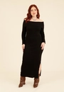 Vestido Midi Tricô Manga Longa Ombro A Ombro