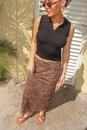 Saia Midi Tule Com Estampa Leopardo