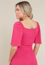 Blusa Cropped Malha Texturizada Manga 3/4 Transpasse No Busto