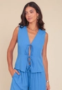 Blusa Colete Em Viscolinho Com Laços Frontais