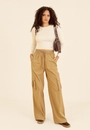 Calça Cargo Com Cós Em Elástico Em Algodão