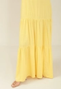 Vestido Longo Em Viscose Alça Com Recorte Saia