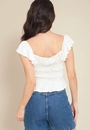 Blusa Em Malha Texturizada Com Lastex Manga Babados