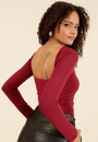 Body Em Malha Manga Longa Com Decote Costas