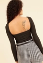 Body Em Malha Manga Longa Com Decote Costas