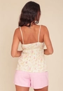 Blusa Em Viscose Com Alça Babado Busto Estampa Yellow Garden