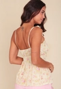 Blusa Em Viscose Com Alça Babado Busto Estampa Yellow Garden
