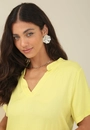 Vestido Curto Em Viscose Twill Com Gola Padre E Recortes