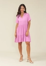 Vestido Curto Em Viscose Twill Com Gola Padre E Recortes