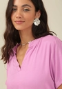 Vestido Curto Em Viscose Twill Com Gola Padre E Recortes