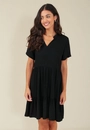 Vestido Curto Em Viscose Twill Com Gola Padre E Recortes