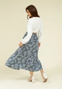 Saia Midi Com Recortes Em Viscose Estampa Liberty
