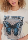 T-Shirt Em Meia Malha Borboleta