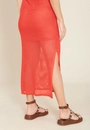 Vestido Midi Em Tricô Vazado Sem Mangas Fenda