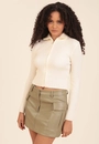 Blusa Tricô Canelado Gola Polo Zíper