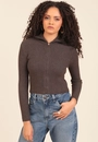 Blusa Tricô Canelado Gola Polo Zíper