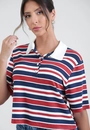 Blusa Polo Manga Curta Em Molecotom Listrado