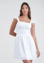 Vestido Curto Em Laise Alça Babados