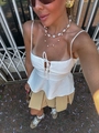 Blusa Alça Em Linho Com Recorte No Busto